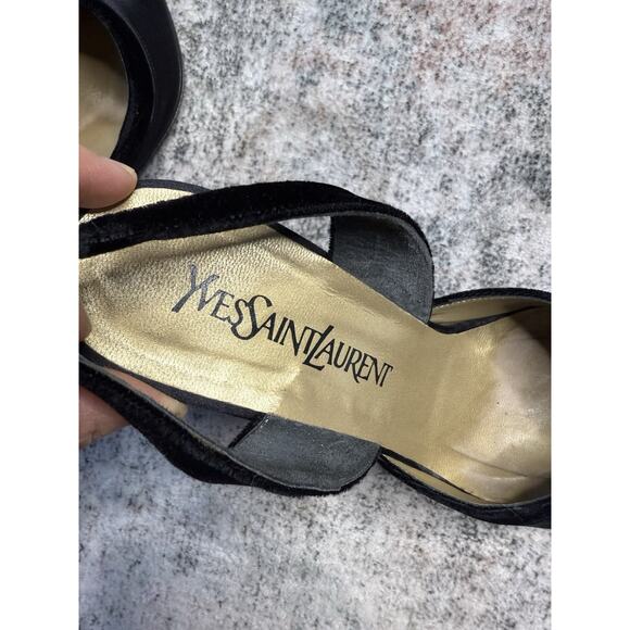 Yves Saint Laurent vintage black satin heels size 7 Classic Party Wedding Guest - Picture 8 of 9
